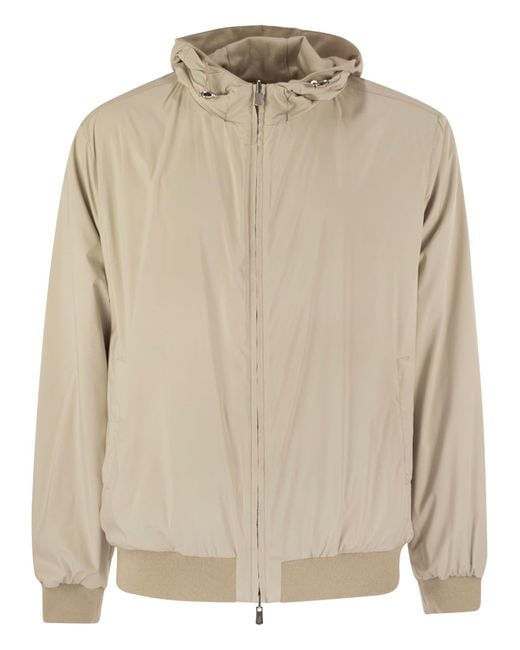 Fedeli Natural Reversible Bomber Jacket With Hood for men