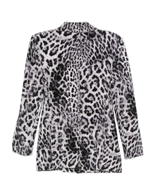 Norma Kamali White Leopard Print Single-Breasted Jacket