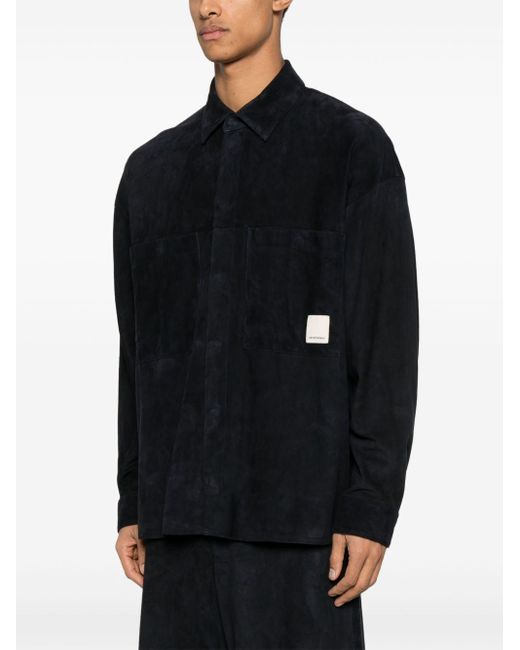 Emporio Armani Mitternachtsblaues Druckknopfhemd in Black für Herren