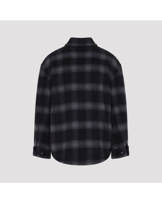 Off-White c/o Virgil Abloh Black Flannel Wool Overshirt Padded Coat for men