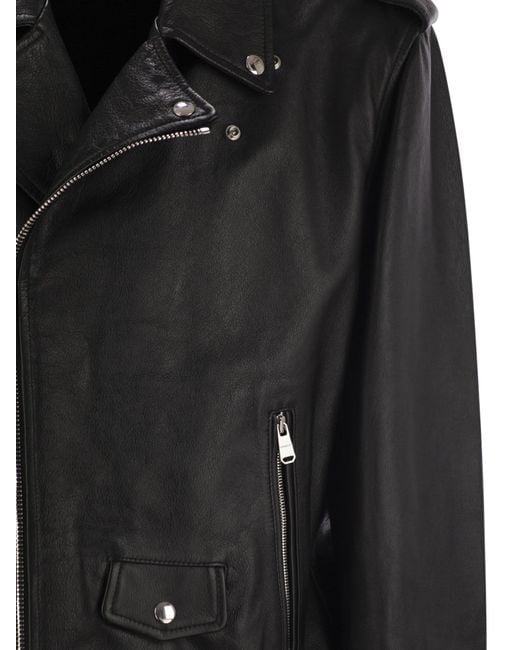 Dondup Black Leather Jacket for men