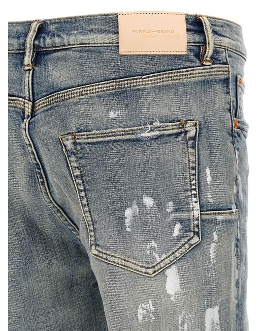 Purple Blue Slim Fit Jeans for men