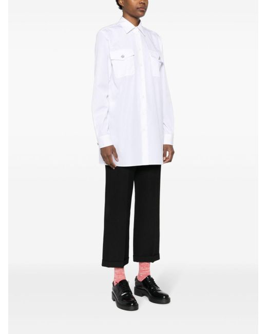 Prada White Crystal-button Cotton Shirt