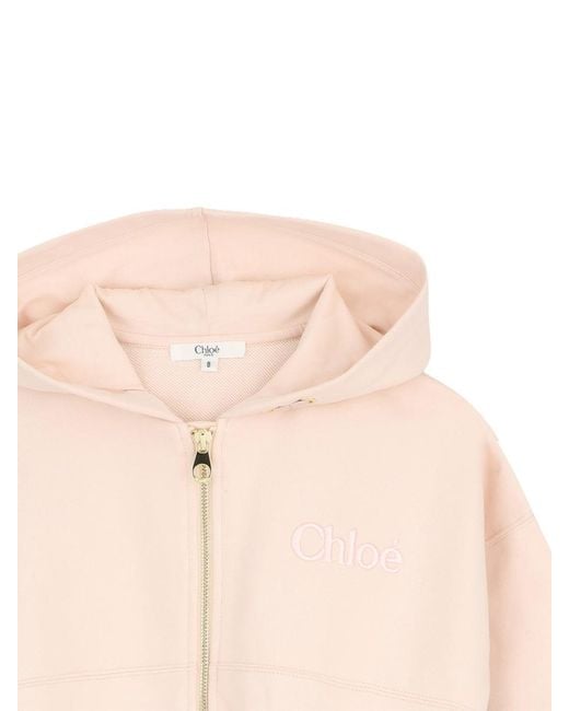 Chloé Pink Cardigan Con Cappuccio