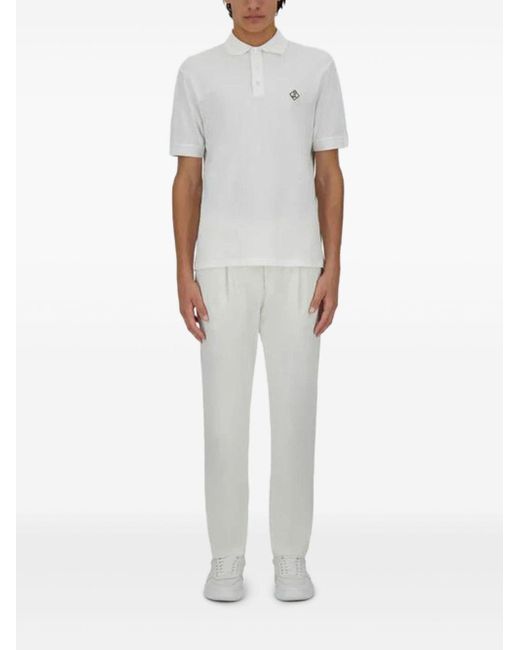 Herno White Logo -Baumwoll -Polo -Hemd