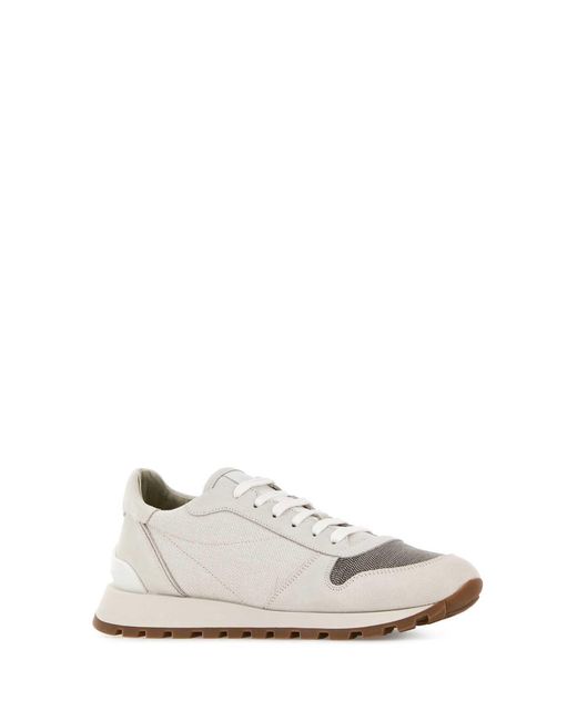 Brunello Cucinelli White Light Fabric Sneakers
