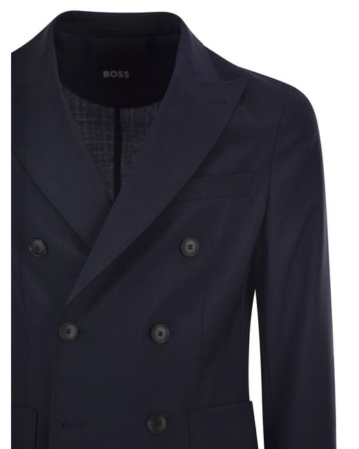 Boss Blue Double-Breasted Blazer for men