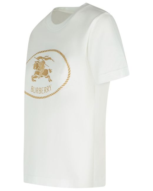 Burberry White Ivory Cotton T-Shirt