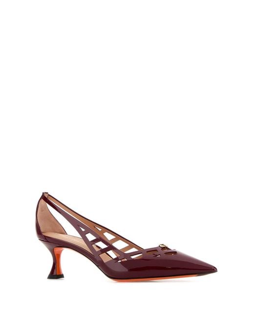 Santoni Pink Burgundy Leather Stella Pumps