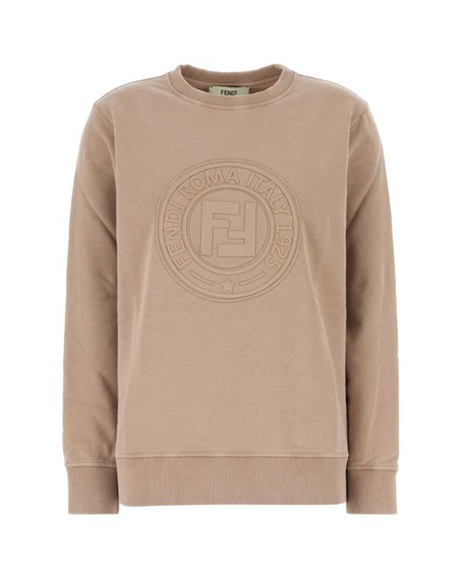 Fendi Natural Cappuccino Cotton Oversize Sweatshirt