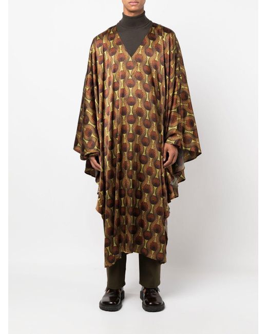 OZWALD BOATENG Natural Printed Silk Kaftan