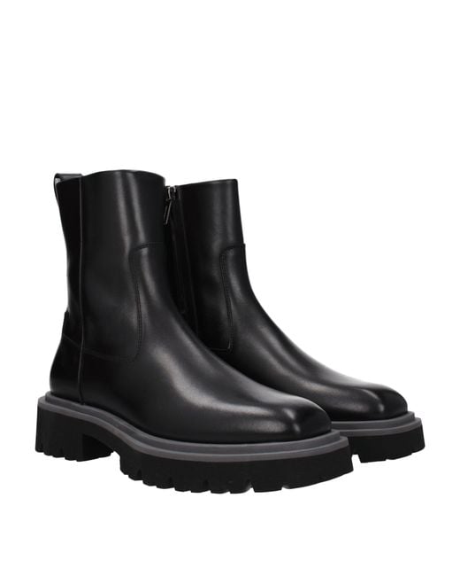 Ferragamo Black Stivaletti Fulvio Uomo Pelle Nero for men