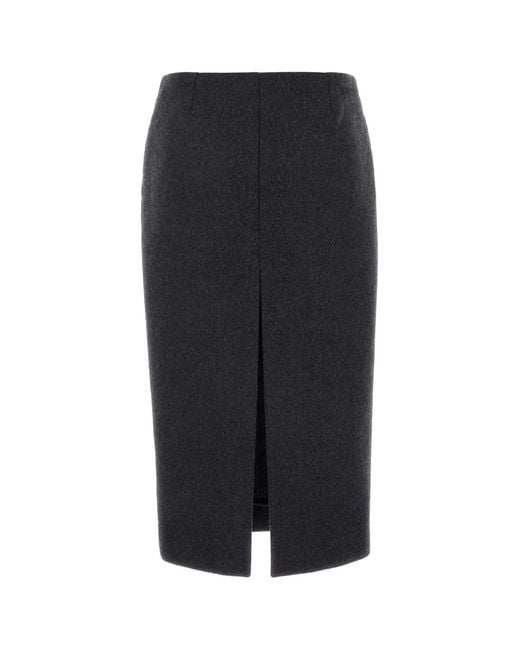 Gucci Black Charcoal Wool Blend Skirt