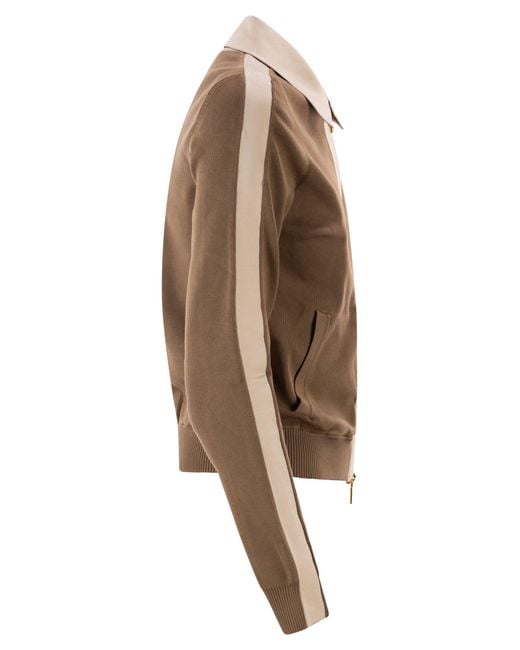 Elisabetta Franchi Brown Knitted Jacket With Shiny Viscose Stripes