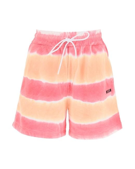 MSGM Tie Dye Jersey Shorts in het Pink