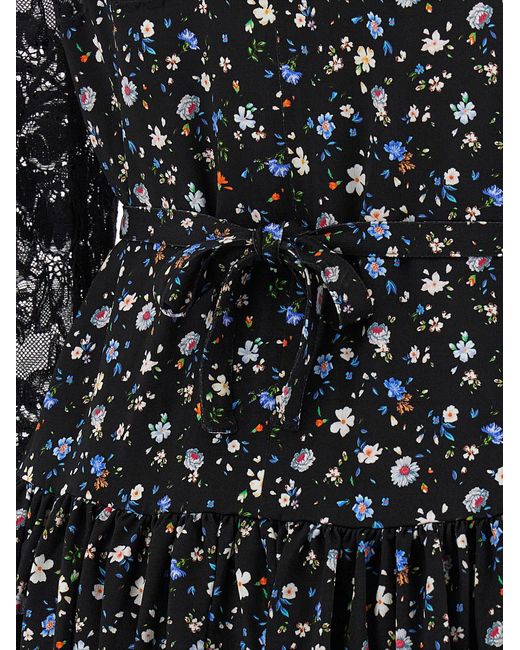 Rabanne Black Blumenspitzenkleid