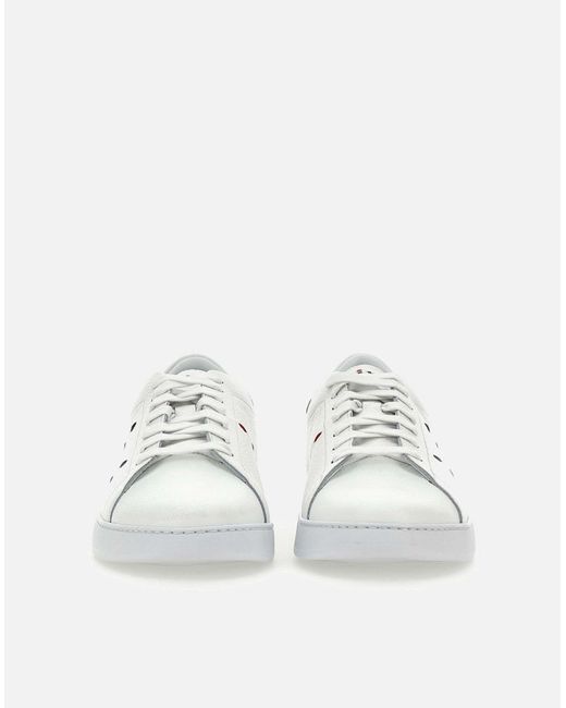 Kiton Weiße Gehämmerte Leder-Sneaker in White für Herren
