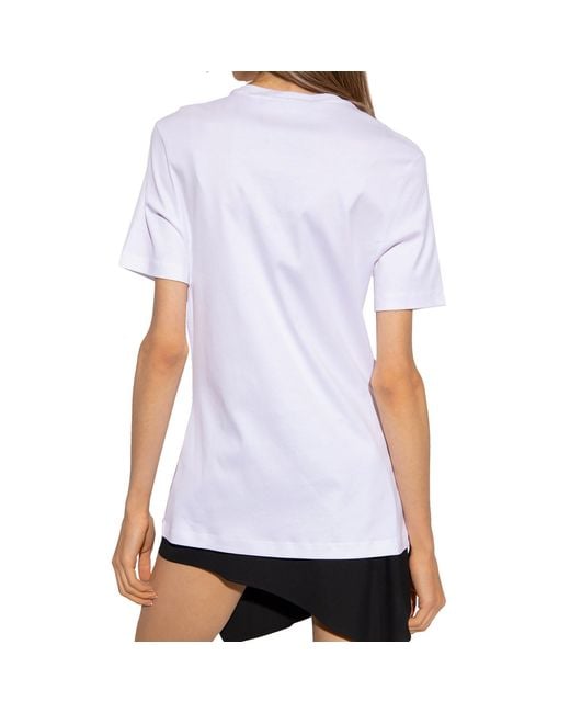 Camiseta blanca de algodón con logo Versace de color White