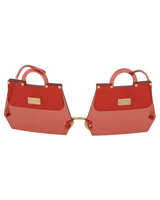 Transparent sicily bag sunglasses di Dolce & Gabbana in Red