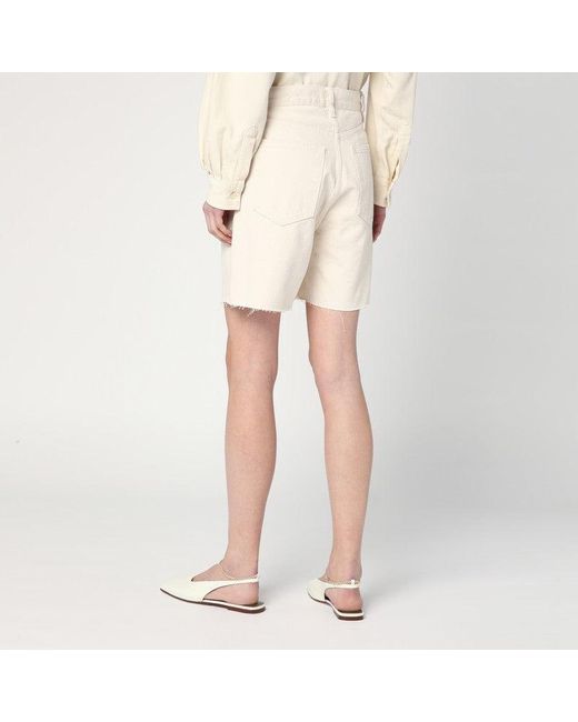 FRAME Natural Butter-Coloured Denim Bermuda Shorts