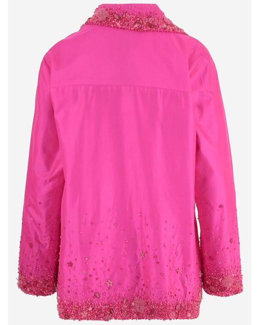 Péro Pink Double Breasted Silk Jacket