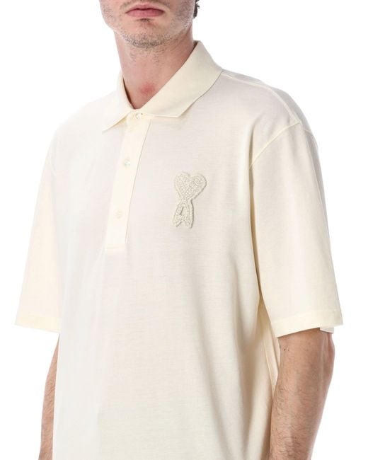 AMI Natural Ami Paris Ami De Coeur Crochet Polo for men