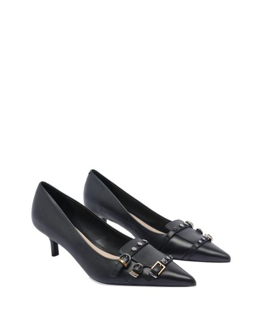 Pinko Black Pointed Toe Pumps With Decorative Buckles