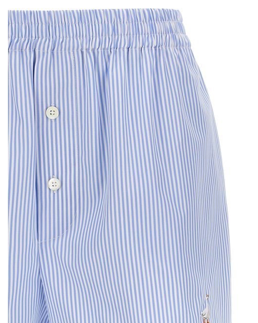 Moschino Blue Striped Cotton Poplin Boxer Shorts