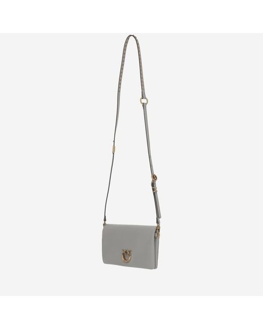 Pinko White Leather Bag With Logo