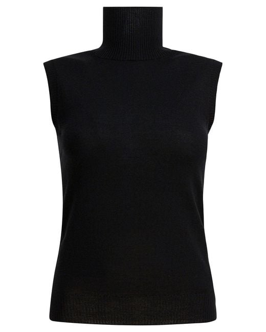 Max Mara Mock Neck Sleeveless Knitwear Black