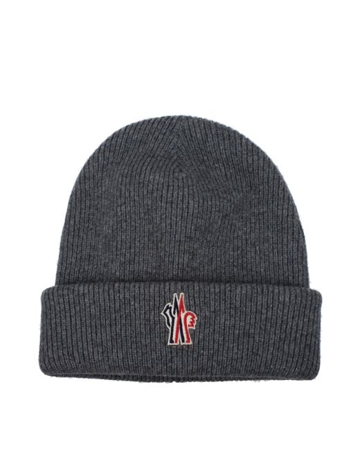 Moncler Gray Knit Hats Virgin Wool