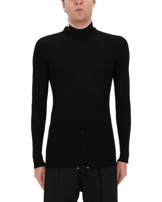 Rick Owens Black Shirt Collar Sweater for men