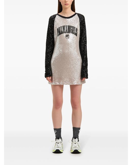 Palm Angels Black College Palm Sequin Mini Dress