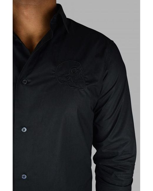 Philipp Plein Blue Cut Ls Skull Shirt for men