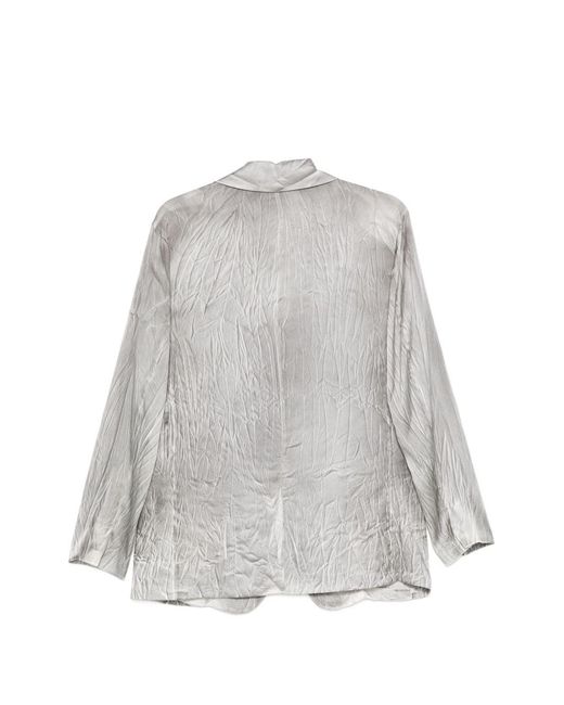 Avant Toi White Silk Double-Breasted Jacket