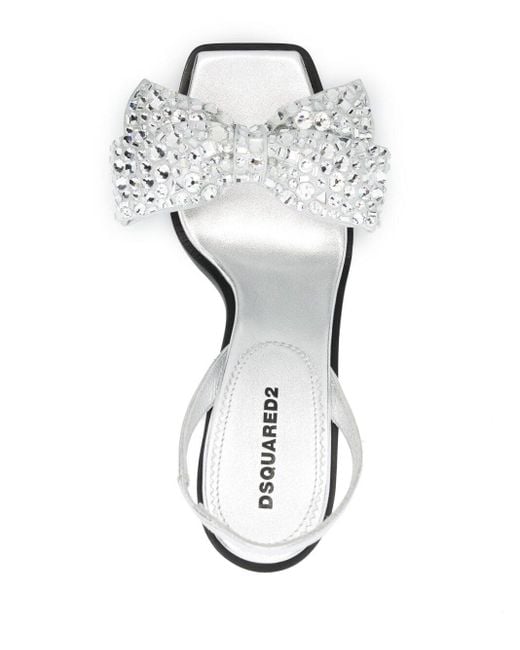 DSquared² White Rhinestone Details Heel Sandals for men