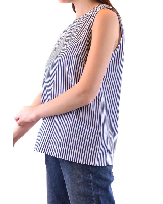 P.A.R.O.S.H. Purple Striped Sleeveless Round Neck Tank Top