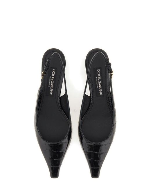 Dolce & Gabbana White Slingback With Logo Pumps