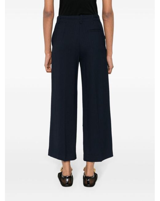 Erika Cavallini Semi Couture Blue Straight-Leg Cropped Trousers