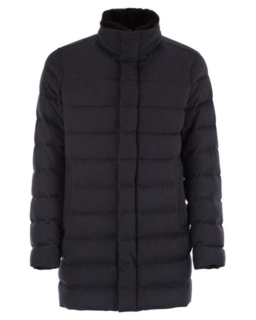 Herno Blue Down Jacket With Fur Collar for men