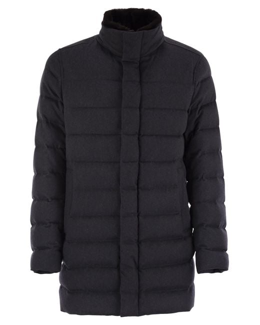 Herno Blue Down Jacket With Fur Collar for men