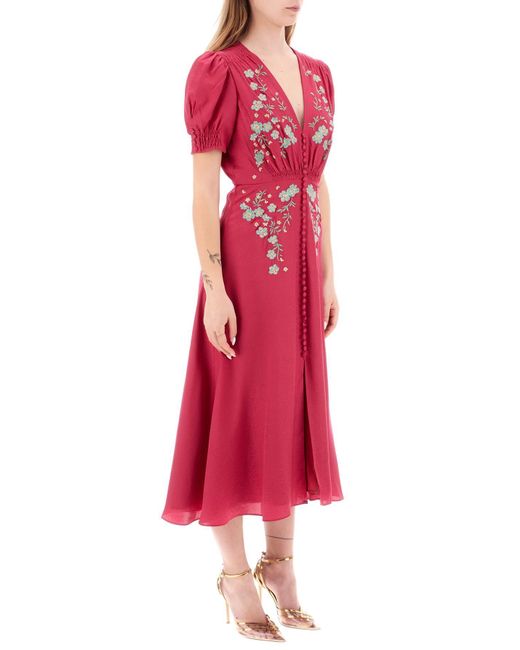 Saloni 'lea' Midi -jurk in het Red