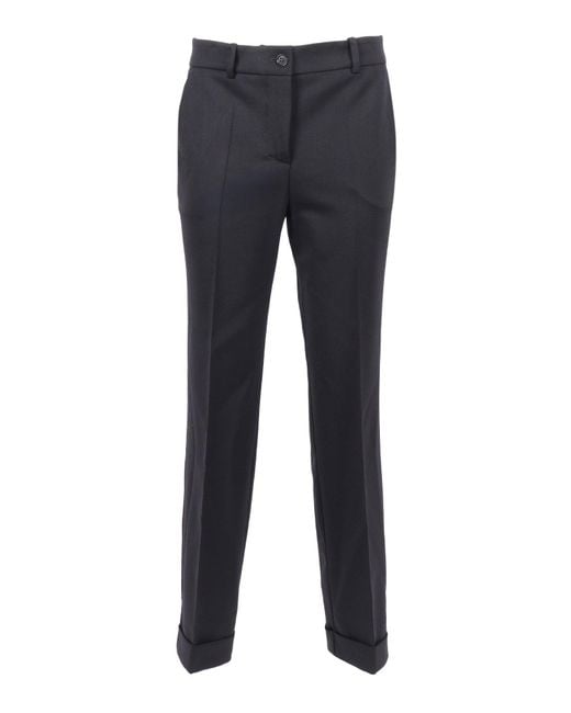 P.A.R.O.S.H. Blue Tailored Trousers With Classic Waistband And Subtle Cuff