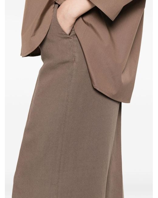 Via Masini 80 Brown Linen Wide Leg Trousers