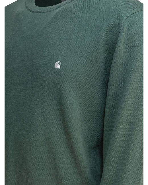 Carhartt Green Crew-Neck Sweater With Logo for men