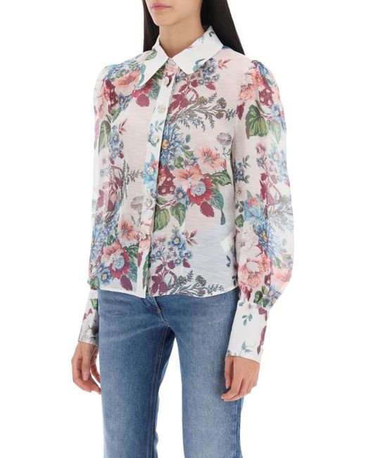 Camisa de matchmaker de en organza floral Zimmermann de color White