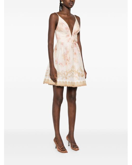Zimmermann Hypnotic Mini-Jurk Met Afwerking in het Natural