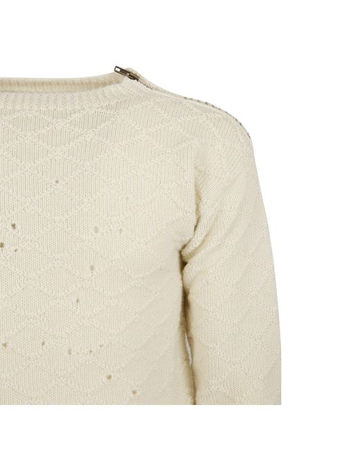 Maison Margiela White Knitted Wool Sweater for men