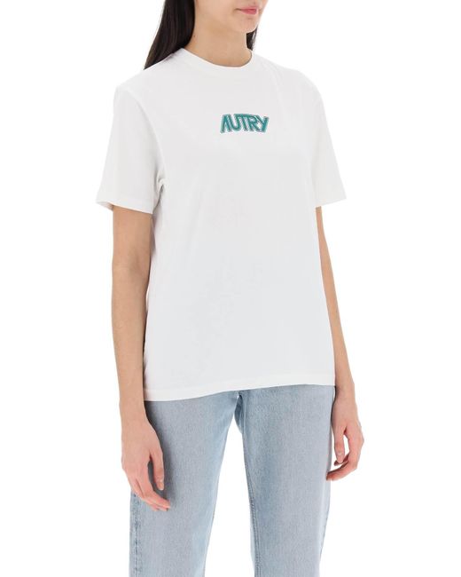 Autry T -shirt Met Gedrukt Logo in het White