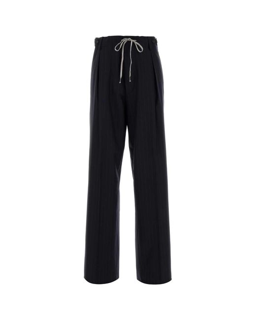 Maison Margiela Black Embroidered Wool Palazzo Pant